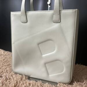 1円~【美品】BALLY バリー ビジネスバッグ メンズ トート ハンド ワンショルダー 肩掛け レザー 本革 ベージュ ロゴ 型押し