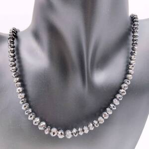 z/z/z/Y103-622/【幕張】ネックレス 天然ブラックダイヤモンド K18WG 100.60 ブラック 重量:約21.5g 日宝協ソーティング付き