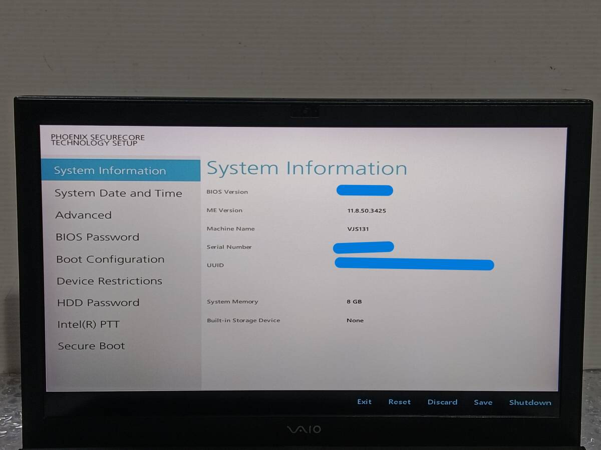  внешний вид дефект жидкокристаллическая панель отсутствует,SONY VJS131C11N Core i7-6 поколение 8GB Junk 4875-2