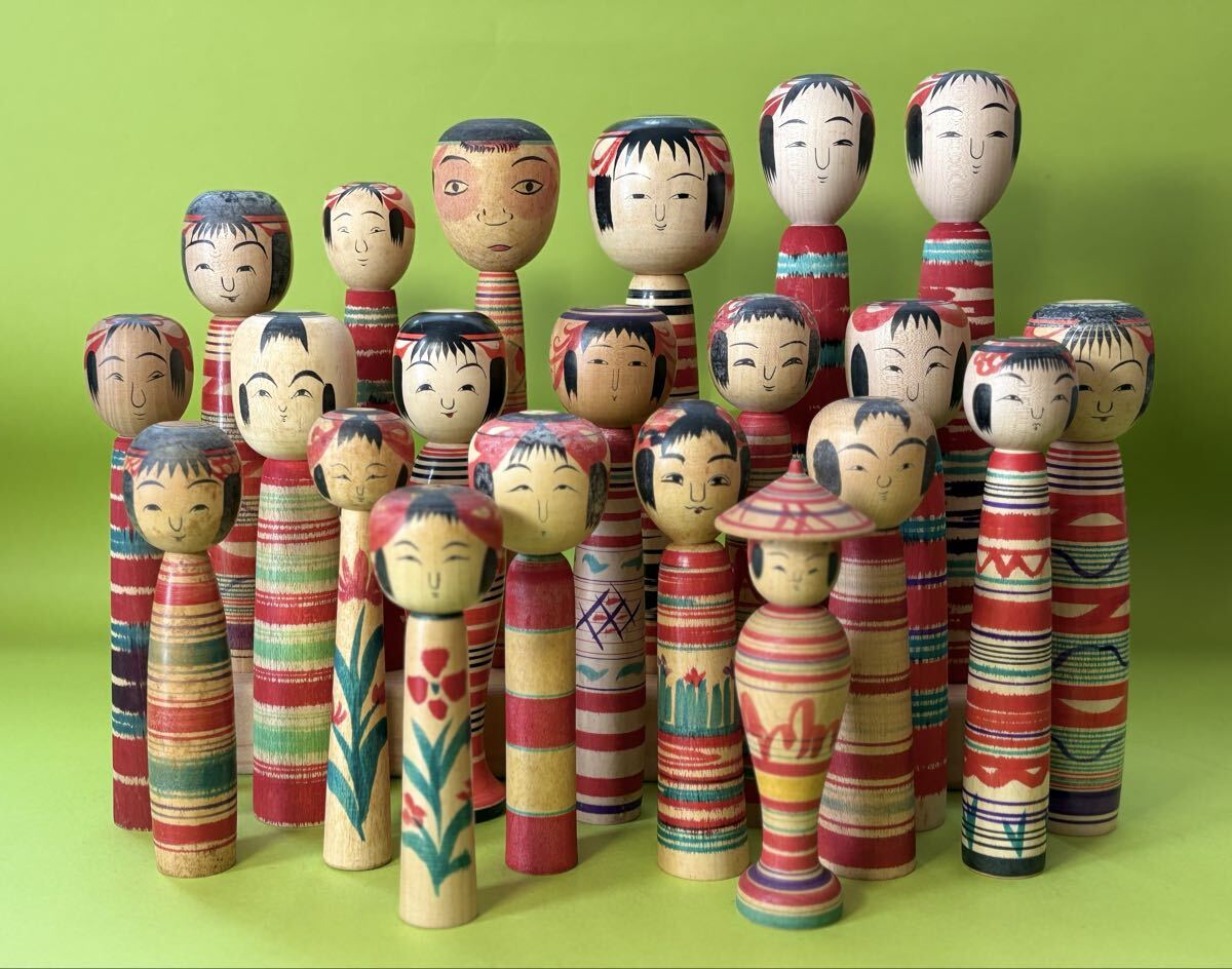 中古 こけし 日本 木製 伝統 コレクション Q アンティーク　希少　セット 昭和レトロ 木製 伝統工芸 工芸品 こけし 小芥子 7体セット