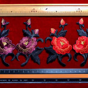 *!¶ ワッペン楽園 - - 2色ペア牡丹花?4枚セットcで1単位 *!¶ 四枚牡丹花? 半手作 手芸 工芸 キルト趣味 服飾 図工 幼稚園 養護 縫製