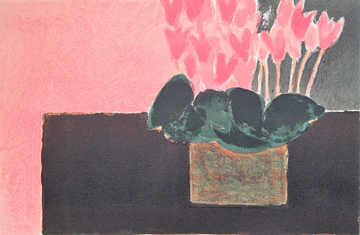 カトラン　ジャクリーヌのピンクのシクラメン　額装　リトグラフ　サイン有 カトラン ジャクリーヌのピンクのシクラメン | 絵画など美術品の