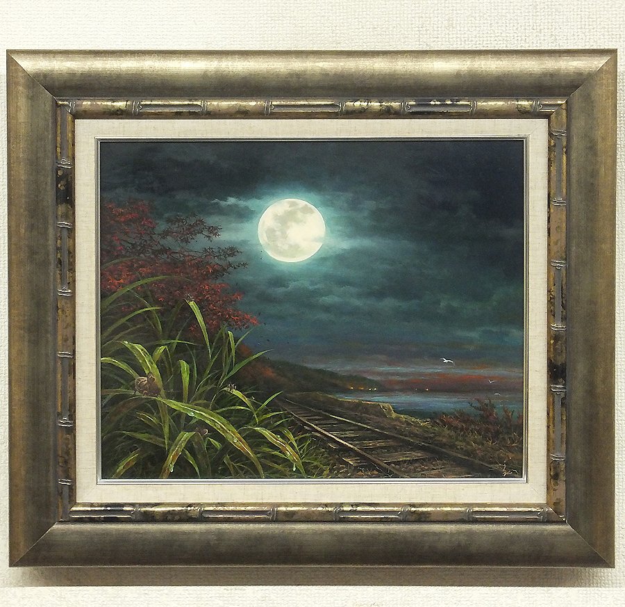 【真作】絵画　油彩8号　木立の向こうの白い家　異国情緒あふれる風景画　W93 真作】絵画 油彩8号 木立の向こうの白い家 異国情緒あふれる風景