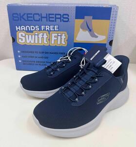 новый товар 30cm * SKECHERS Skechers swifto Fit обувь без шнуровки темно-синий мужской спортивные туфли ходьба тренировка шнур обувь