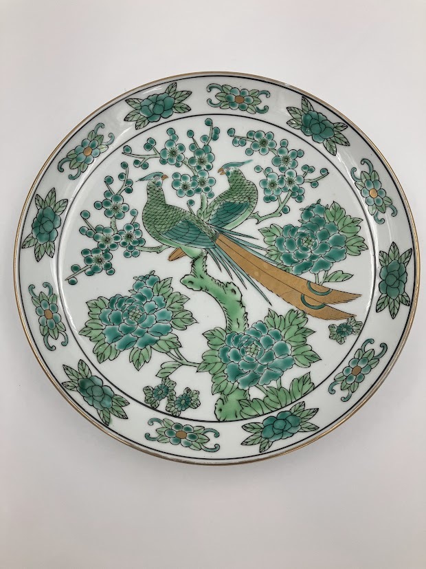 有田焼　陶扇　錦絵　花瓶　灰皿　セット　花鳥　孔雀　金彩　昭和アンティーク 有田焼 陶扇 錦絵 花瓶 灰皿 セット 花鳥 孔雀 金彩 昭和