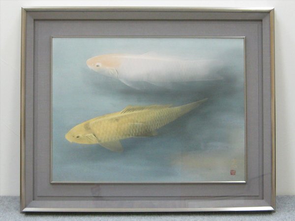 【真作】掛軸　鯉之図　立身出世の象徴　日本画　精緻な筆致の逸品　共箱入　S72 2025年最新】Yahoo!オークション -絵画 日本画 鯉(日本画)の中古