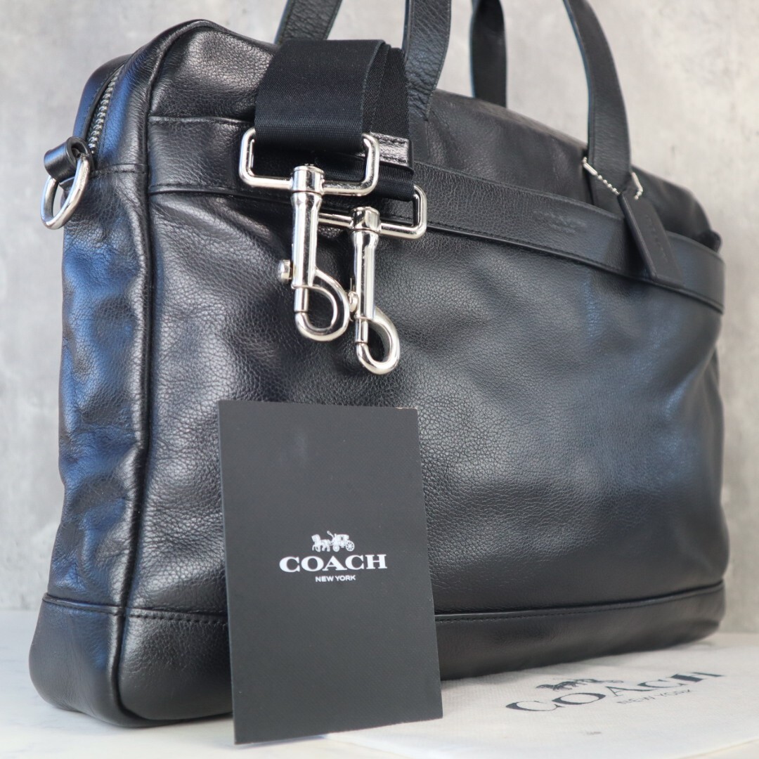 【未使用級】COACH コーチ ビジネスバッグ レザー ブラック 2WAY 未使用級✨コーチ レザー 2way ボストンバッグ ショルダーバッグ
