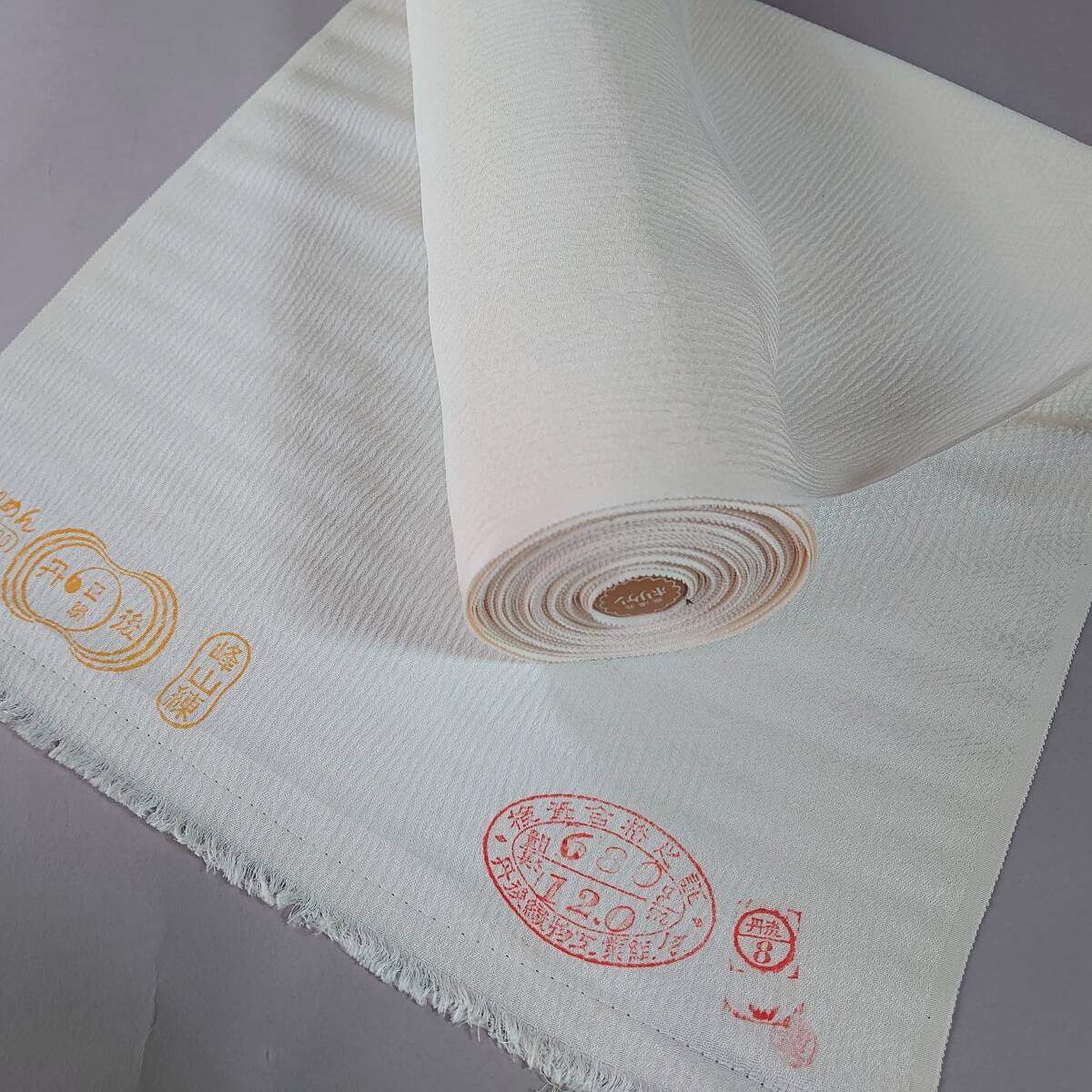 反物　色無地着尺堅牢染　未使用 楽天市場】色無地 特選6Aシルク 紋意匠桐竹鳳凰文 霞色【反物1