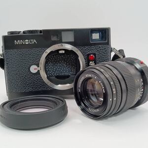 MINOLTA/ミノルタ/フィルムカメラ/ブラックボディ/CLE/ヴィンテージ/M-ROKKAR/90mm/1:4/動作未確認 レンジファインダーカメラ
