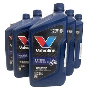 【送料無料】Valvoline バルボリン 4-STROKE MOTORCYCLE 4ストローク モーターサイクルオイル 20W-50 SL 1QT(946ml) お買得6本セット