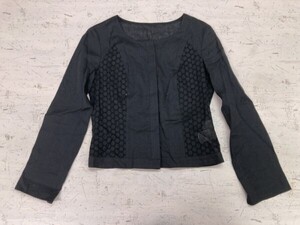 Courreges courreges Ретро Классический Бутик Режим Винтаж Кружева Без Воротника Приталенный Крыло Пиджак Дамы 100% Льна Льна 38 Черный