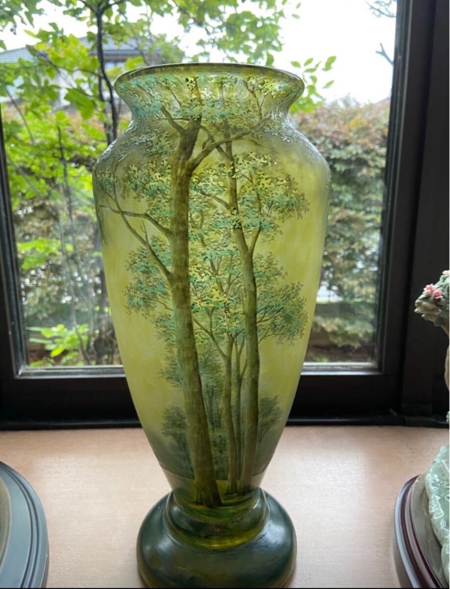 【証明書】ドームナンシー　花瓶　高さ 28cm 被せガラス　アンテルカレール 証明書】ドームナンシー 花瓶 高さ 28cm 被せガラス アンテルカ