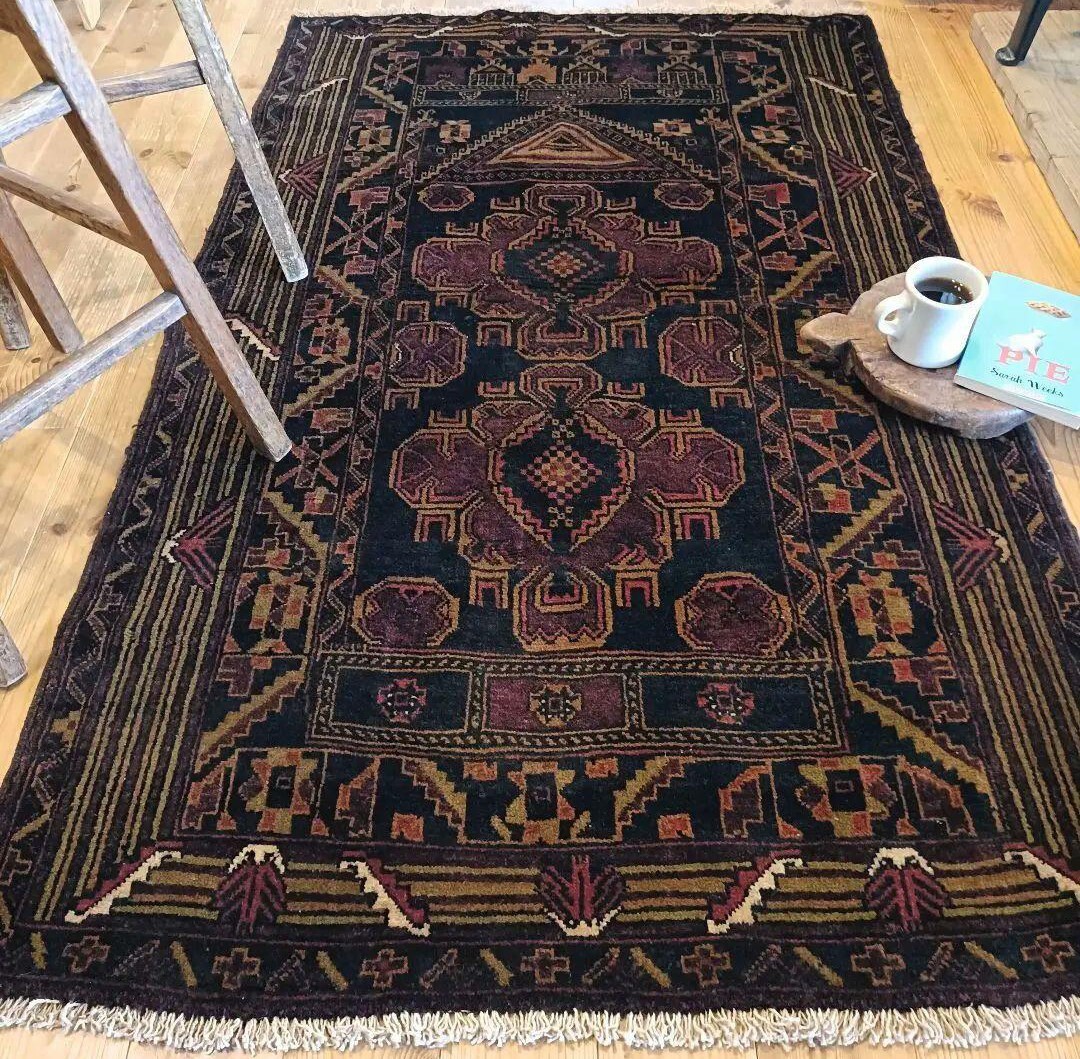 90s】希少 136×85 ヴィンテージラグ アフガンラグ ミシュワニ