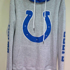 海外S日本M■灰青◎NFLインディアナポリス・コルツ Indianapolis Coltsフードパーカー(上着)◇ アメフト アメリカンフットボール◆激渋