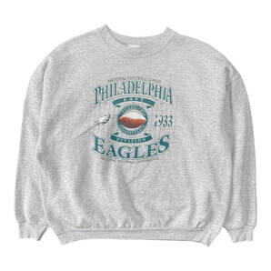 USA 古着 NFL フィラデルフィアイーグルス スウェット トレーナー ロゴ プリント グレー メンズ2XL クルーネック 大きいサイズ BD2738