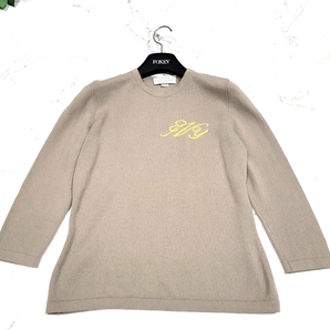 BARNEYS NEW YORK バーニーズニューヨーク カシミヤ100% ニット 七分袖 セーター イタリア製 トップス ベージュグレージュサイズS