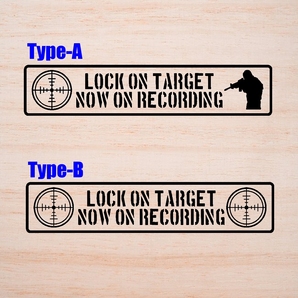 ドラレコ ドライブレコーダー カッティングステッカー 撮影中 NOW ON RECORDING ミリタリー ロックオン 防犯 防水 REC