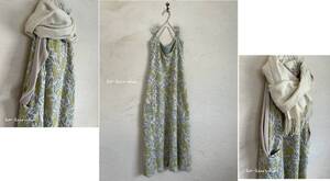 ハンドメイド::ふくれ接結ニット*北欧フラワー。ノースリーブOP