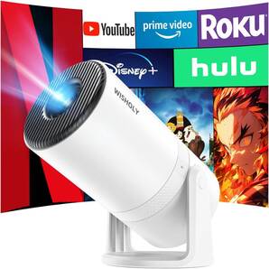 WISHOLY プロジェクター 家庭用【2025年最新進化・Android TV搭載・270°回転】 プロジェクター 天井投影 21000LM 1080P HiFiスピーカー