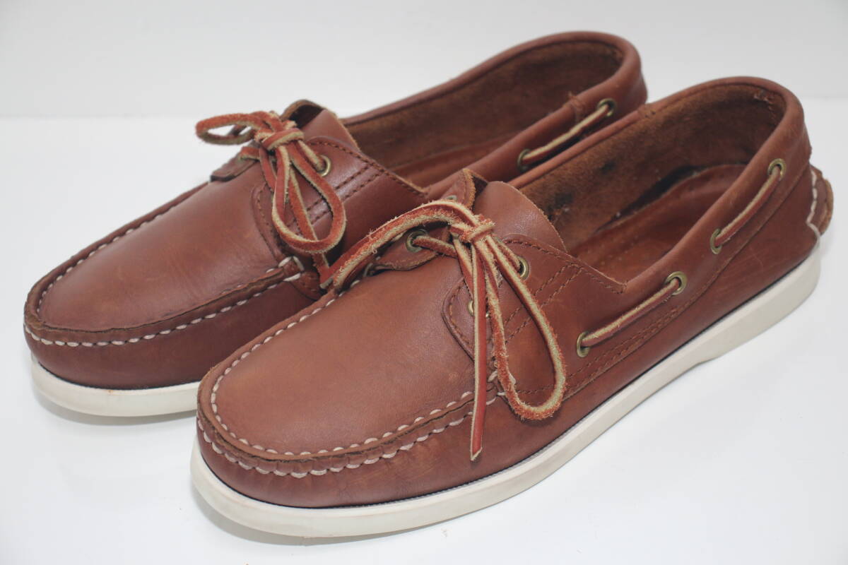 エルメス　デッキシューズ　ヴィンテージ エルメス レザー デッキシューズ 41.5 メンズ ブラウン ソルド品