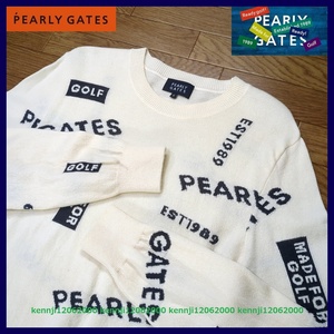 ограничение полная распродажа обычная цена 37,400 иен стандартный товар Pearly Gates PEARLY GATES кашемир . легкий .. вырез лодочкой вязаный свитер белый / темно-синий Saiz 4 M осень-зима весна