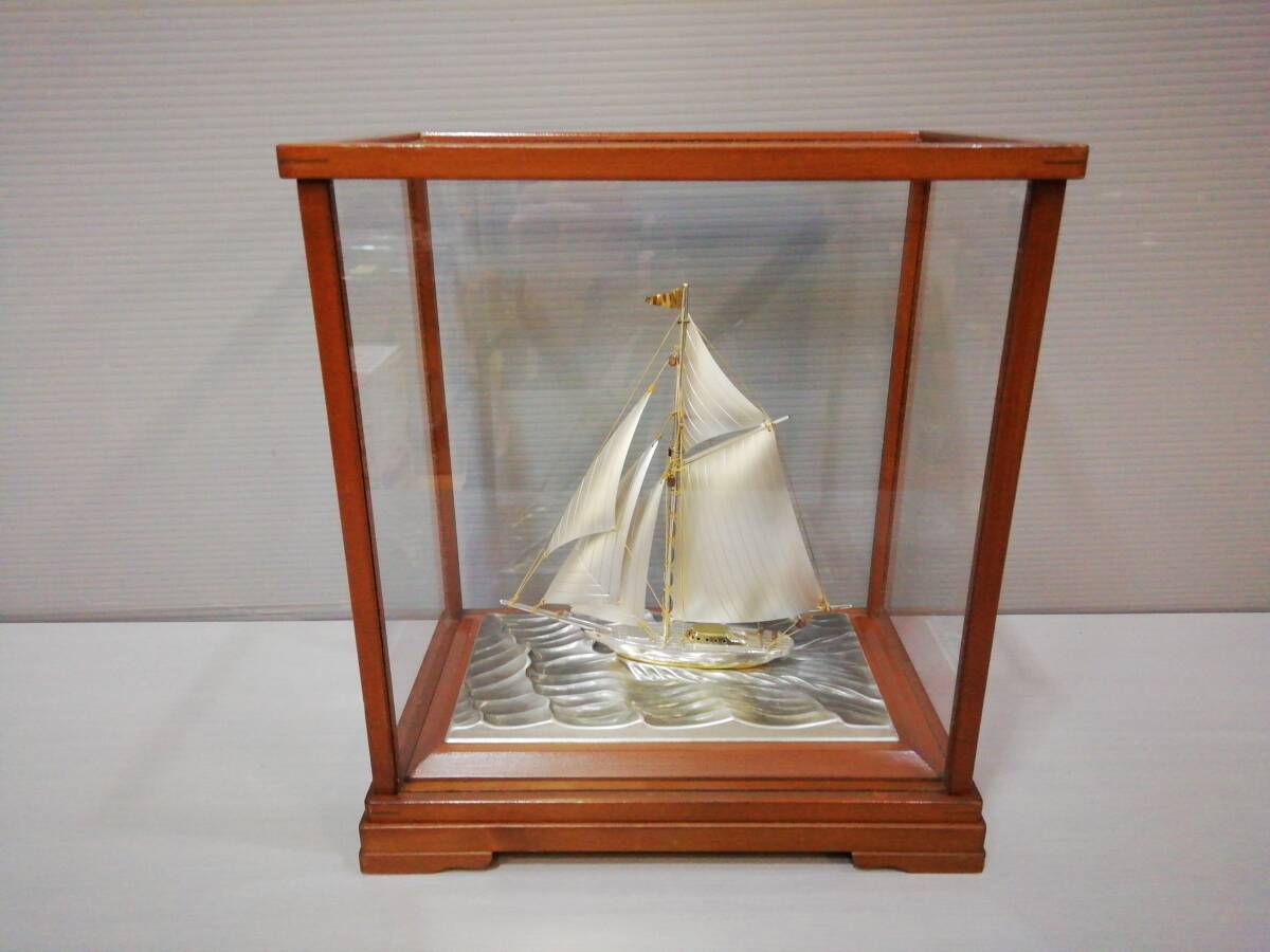 スターリングシルバー 銀製 置物 オブジェ ヨット 帆船モチーフ インテリア⭐︎ ☆b524、ヨット 帆船モチーフ スターリングシルバー 銀製 置物の