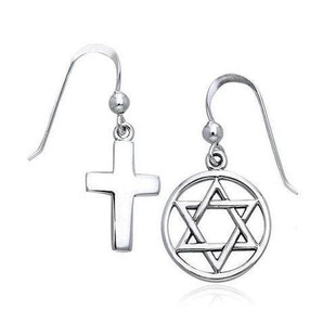 PS: Cross & Star Of David Silver Earring