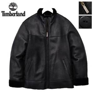 希少 贅の極! 極美品 定18万 ティンバーランド 至高の極上リアルムートン B-3 ライダースジャケット L/XL相当 黒 羊革 ブルゾン Timberland