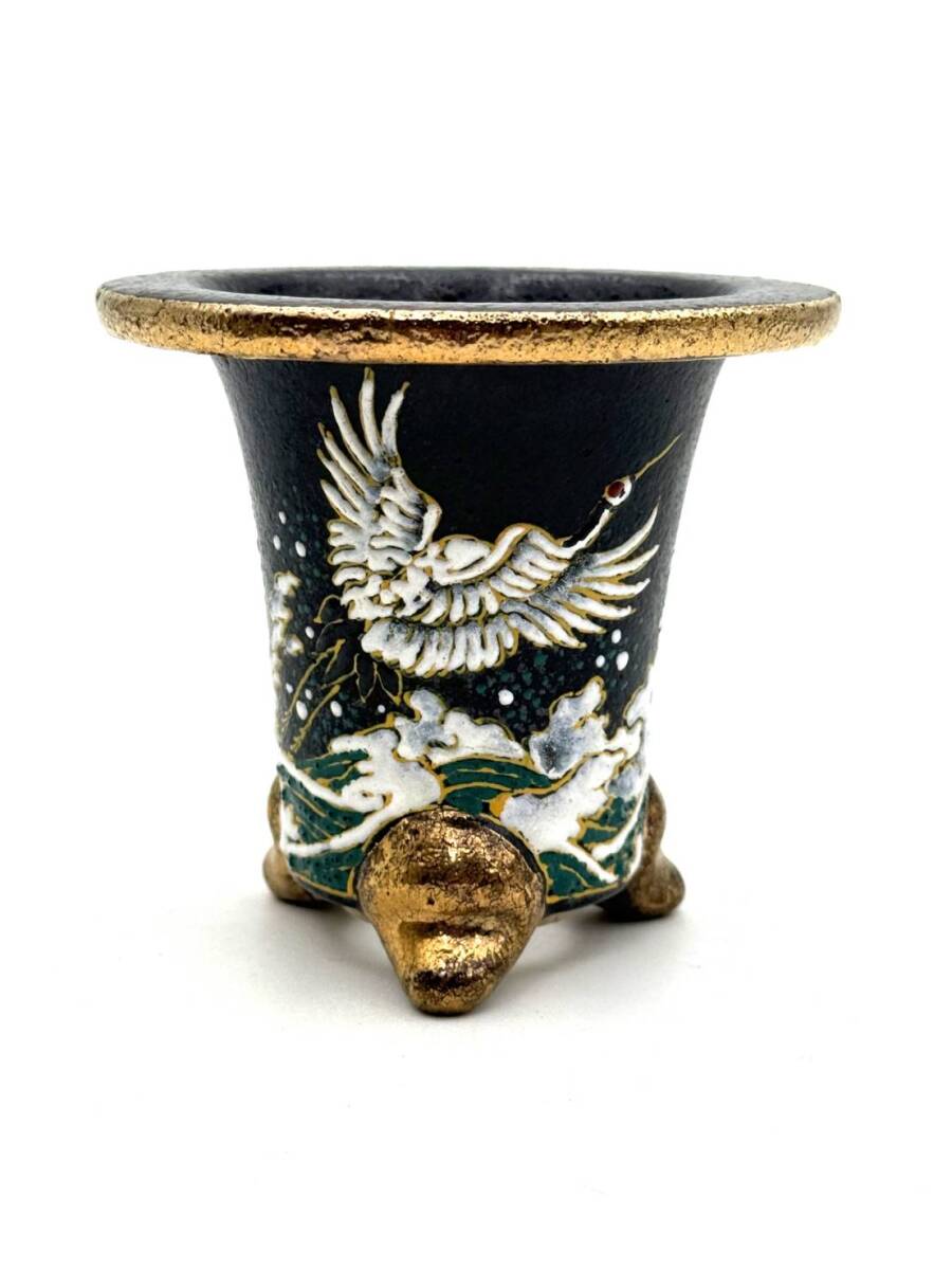 錦鉢　京楽焼鉢　中古Ａ　万年青オモト　長生蘭　富貴蘭　多肉 現品 No.0354】 京楽焼 植木鉢 澤善作 万年青錦鉢 10号（外径31m