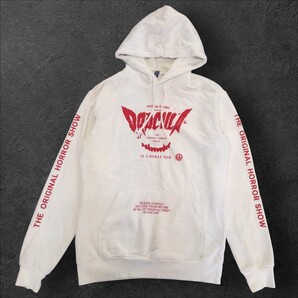 S H&M DIVIDED × UNIVERSAL PICTURES コラボ パーカー “DRACULA” 裏起毛 プルオーバー フーディ メンズ ホワイト 古着 長袖 PA0653