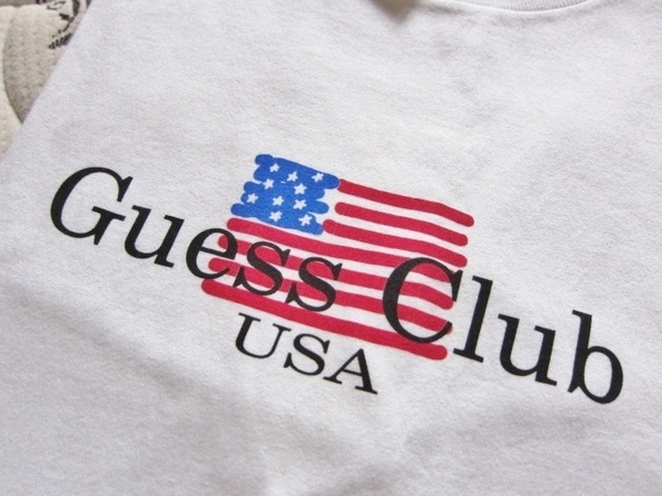 新品 Guess Club USA Tシャツ Made in USA 未使用 ブランドTシャツ L 美品 Brand ゲス メンズ T-shirt 白 しっかり素材 レアTシャツ 得 特
