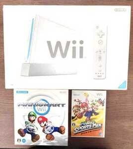 $KA103411:Nintendo ニンテンドー Wii 本体 ソフト マリオカート用ハンドル マリオカート 動作未確認 ジャンク