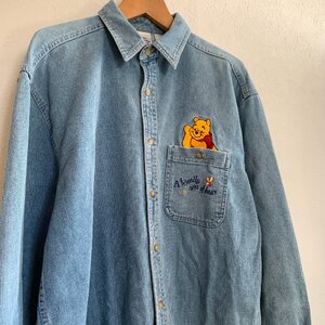 アメリカ古着 90年代 ディズニーストア くまのプーさん 刺繍 シャンブレー シャツ U.S Used Clothing Disney Apparel Pooh Chambray Shirt