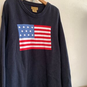 アメリカ古着 90s ミッドナイト ベルベット 星条旗 ニット セーター U.S Used Clothing Midnight Velvet stars and stripes Knit Sweater