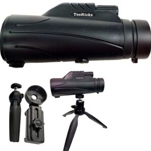 【日本ブランド】単眼鏡 Teericks 単眼望遠鏡12×50高倍率 日本販売店 望遠鏡 暗視レンズ 広角レンズ 昼夜兼用 スマホホルダー&三脚付き