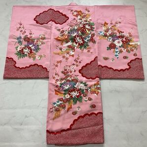 ◆kimono+one◆産着◆お宮参り◆襦袢付き◆正絹◆七五三◆3歳用◆女の子着物◆七五三お詣り女の子着物こどものひお正月卒業式Y65