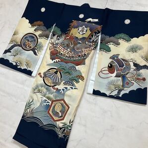 ◆kimono+one◆産着◆お宮参り◆襦袢付き◆五つ紋◆七五三◆正絹◆3歳用◆男の子着物◆七五三お詣り男の子着物こどものひお正月卒業式Y39