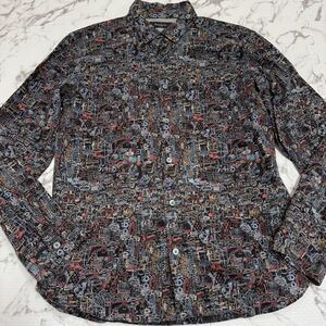 極美品 Paul Smith Mサイズ シャツ アーティストデザイン アート コットン 総柄 ポールスミス 長袖 秋冬マルチカラー 刻印ボタン 希少