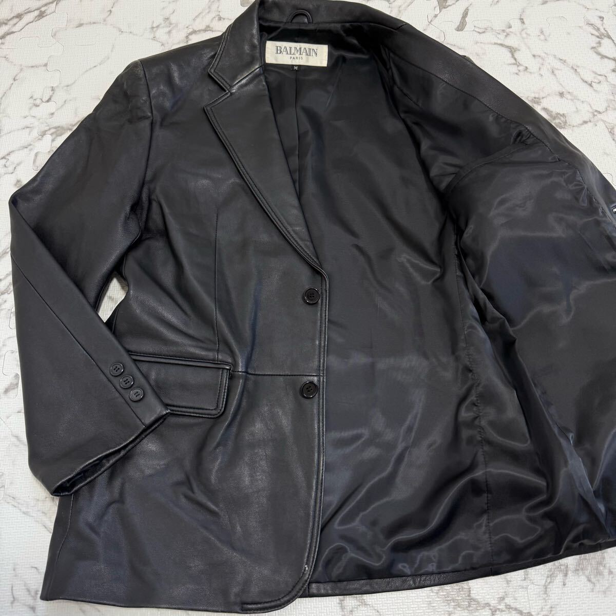 【極美品】ピエールバルマン　レザージャケット　シープスキン羊革　ブラック　XL 01.jpg