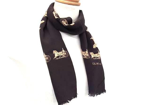 未使用希少品✨CELINE シルク 100% 大判 スカーフ　ストール CELINE - 希少 CELINE セリーヌ シルク 大判スカーフ トリオンフ