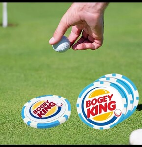 再入荷 ボギーキング チップマーカー (ゴルフグリーンマーカー) 某バーガーショップのロゴのパロディ
