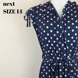 Next ネクスト ドット ワンピース 水玉 可愛い 着やせ効果 お出かけコーデ