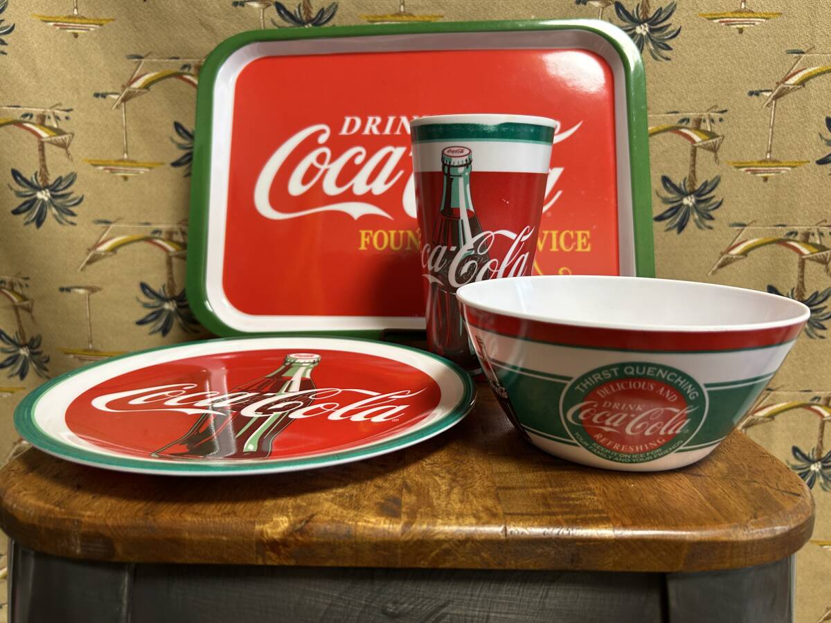 コカコーラ　　販促非売品レトロ　　　アンティークオリジナルトレー４卓セット Yahoo!オークション -「トレー」(コカ・コーラ) (ドリンク)の
