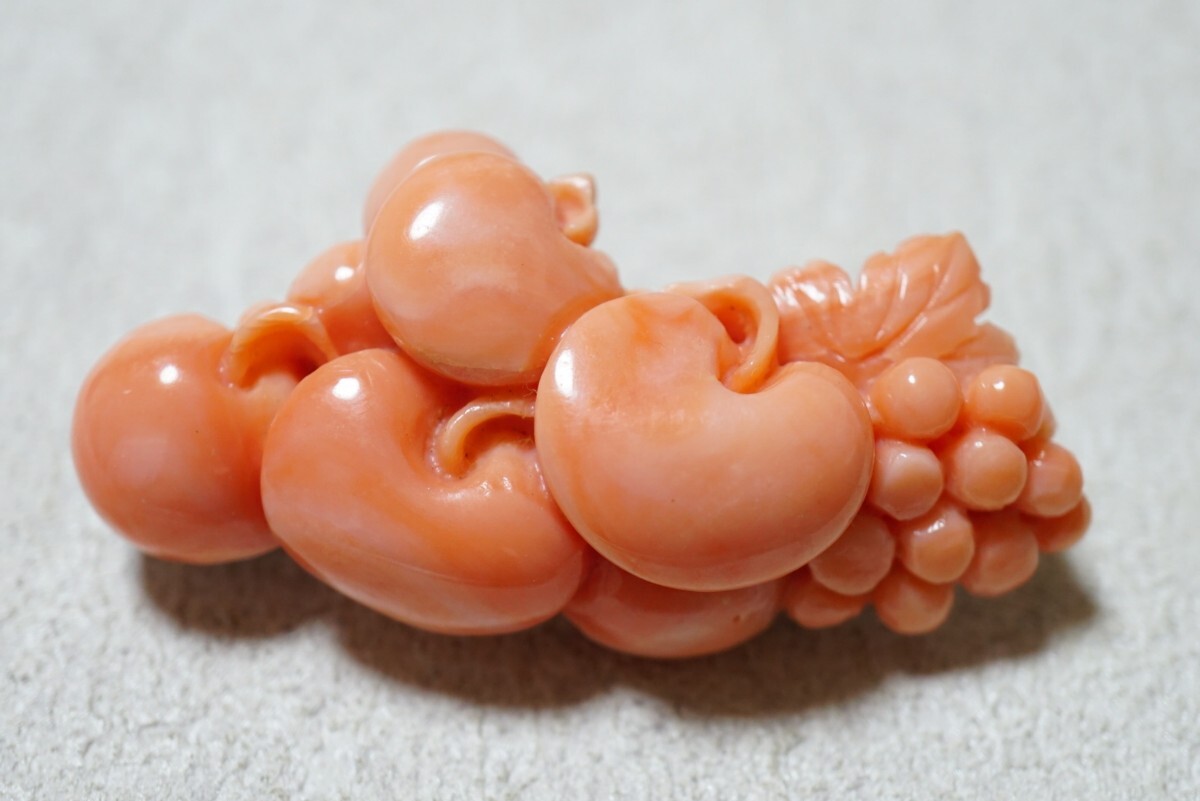 本珊瑚　彫刻品　花8 本珊瑚 彫刻品 花8 本珊瑚 彫刻品 花8 本珊瑚｜天然石