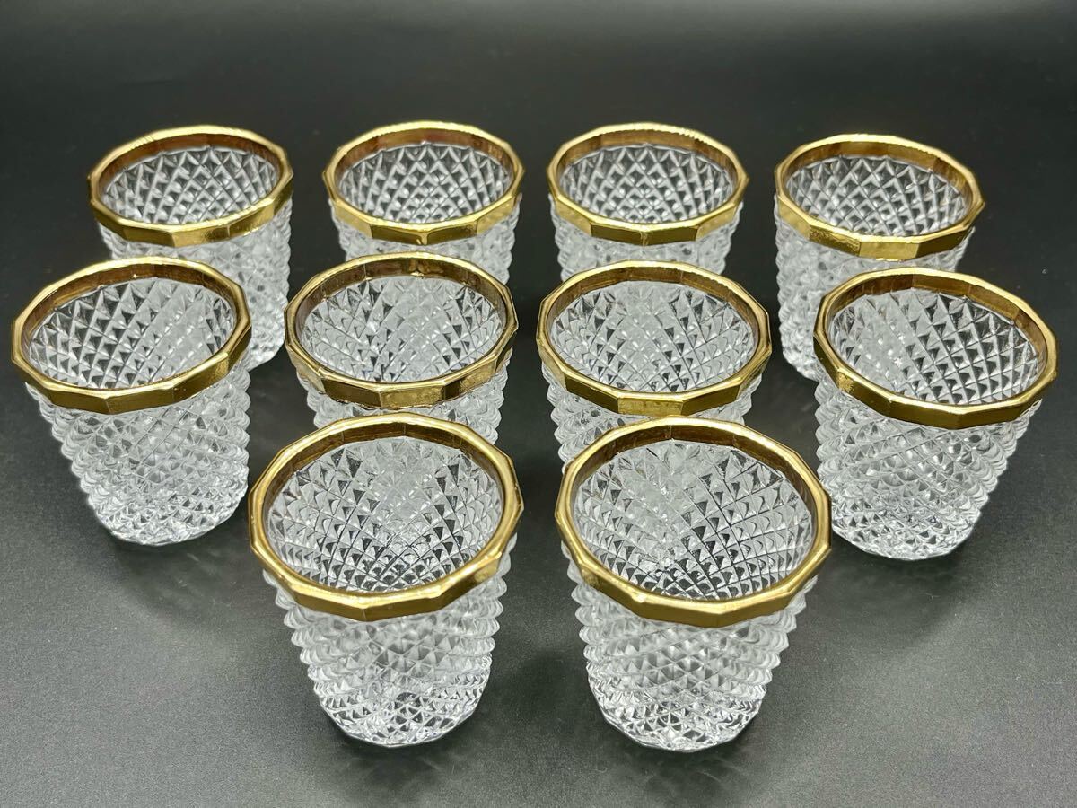 R392 江戸期 義山切子 円形小皿 5枚 ギヤマン ガラス　H R392 江戸期 義山切子 形小皿 5枚 ギヤマン ガラス H