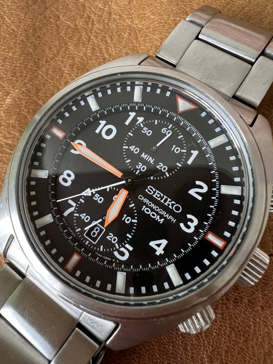 【K44】稼働★100円スタ★SEIKO/セイコー CHRONOGRAPH/クロノグラフ 7T92-0DX0 クォーツ メンズ 腕時計 黒文字盤 デッドストック級 稼働 セイコー セイコー5 7S36-0060 自動巻き デイト