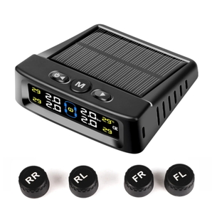 タイヤ空気圧センサー TPMSモニター 温度測定 ソーラー充電&USB充電対応 監視システム アラーム 振動感知 LCDディスプレイ空気圧モニター