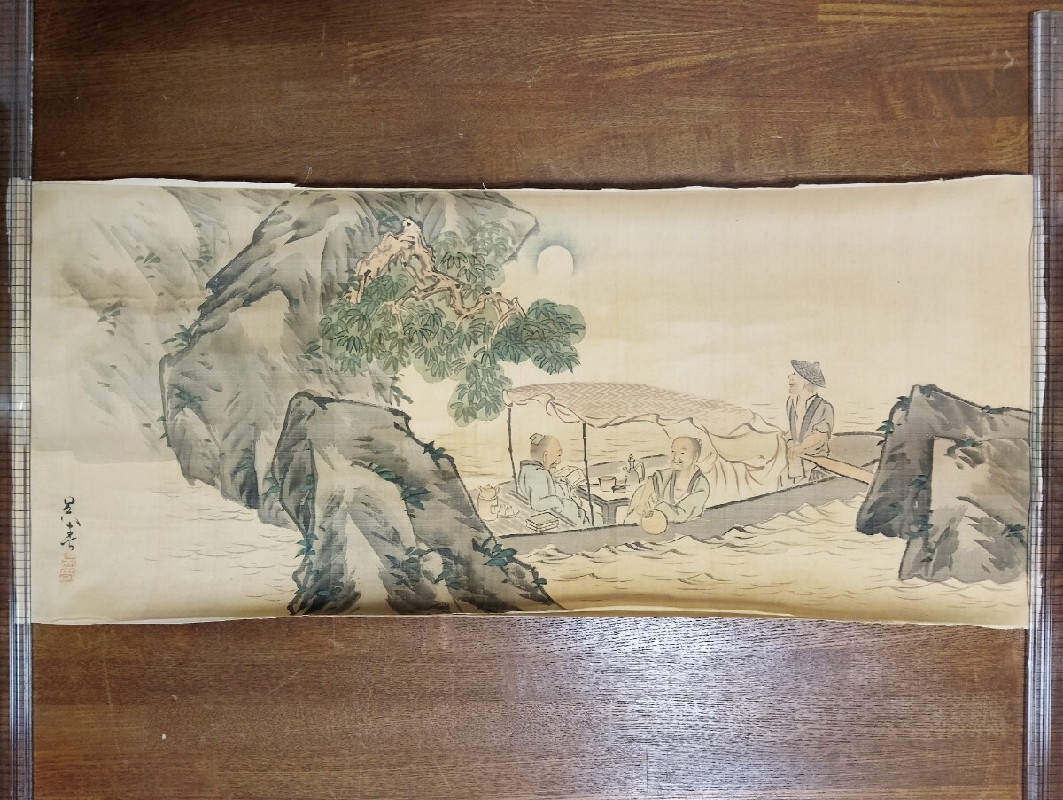松村呉春(月渓)　人物画、歴史画　掛け軸　合わせ箱　書画、骨董品、美術品 松村呉春(月渓) 人物画、歴史画 掛け軸 合わせ箱 書画、骨董品