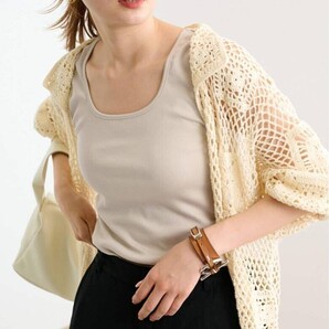 FRAMeWORK フレームワーク 2wayベアテレコタンク リブ Uネック クルーネック リブ タンクトップ ベージュ 生成り アイボリー