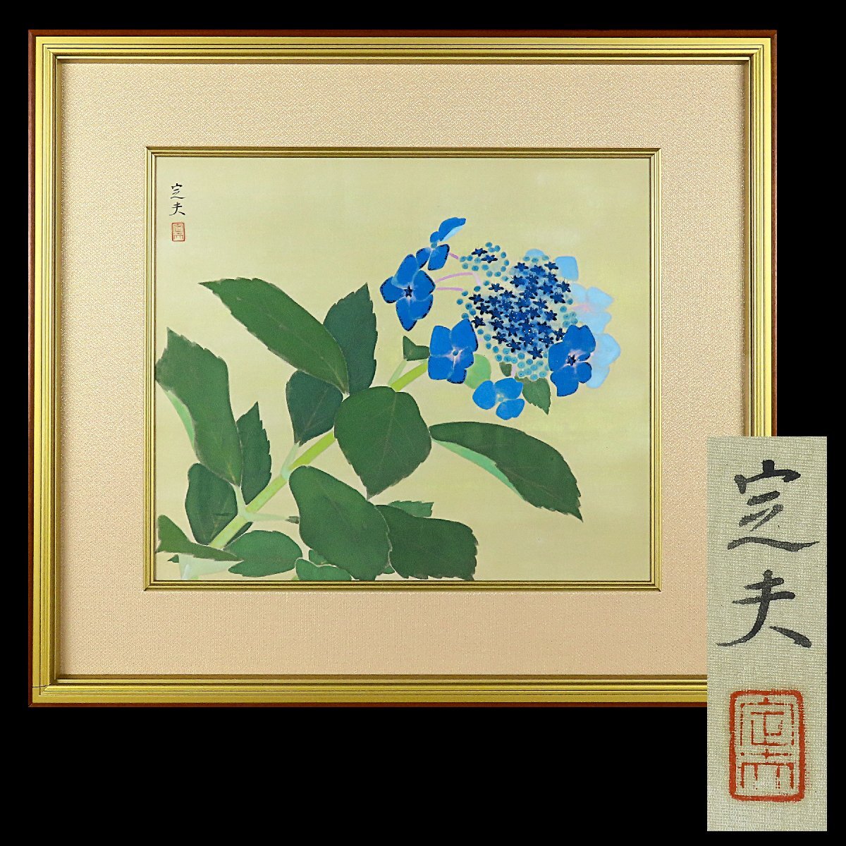 加藤六郎 陶器額 焼絵 「 あじさい 」 花の絵 絵画 静物画 紫陽花 加藤六郎 陶器額 焼絵 「 あじさい 」 花の絵 絵画 静物画